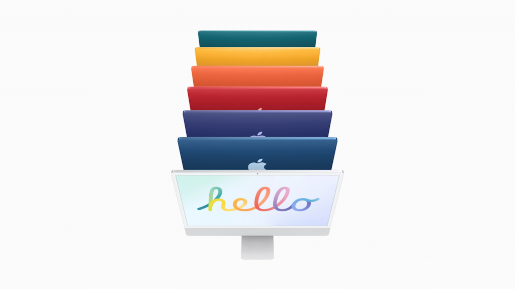 iMac 2021 vs iMac 2019Vue interne d'un processeur M1 d'Apple sur fond noirImage d'un écran d'iMac mesurant 11,3M pixels et 4480X2520 écrit en dessousUn iMac, iPad et iPhone debout sur fond blanc, affichant tous la même imageUn iMac debout sur une table avec des micros pointant vers luiUn clavier iMac blanc sur fond blanc avec Touch Id écrit au-dessusUn certain nombre d'iMac de différentes couleurs se tenant l'un après l'autre sur un fond blanc