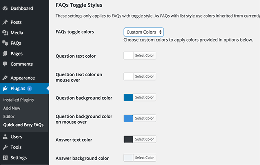 Changer les couleurs de votre FAQ Changer les couleurs de votre FAQ