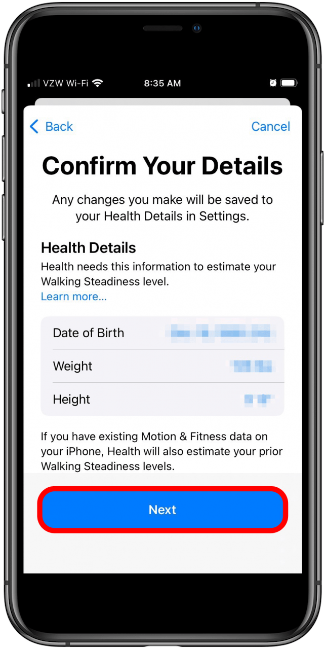 Application de santé pour le score de stabilité de marche de l'iPhone iOS 15