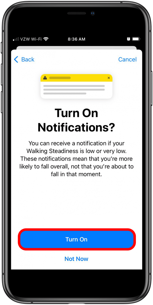 Score de stabilité de marche iPhone iOS 15