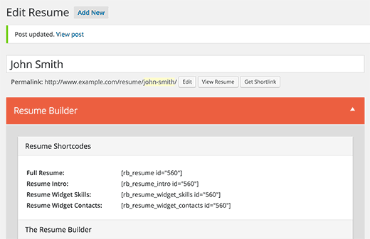 Ajouter un CV à n'importe quelle page en utilisant des shortcodes Ajouter un CV à n'importe quelle page en utilisant des shortcodes