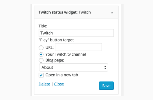 Paramètres du widget Twitch Paramètres du widget Twitch
