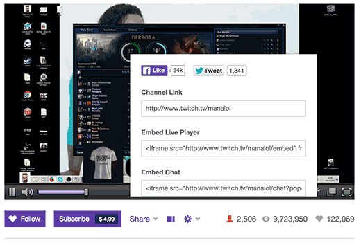 Obtenir le code d'intégration pour votre flux Twitch Obtenir le code d'intégration pour votre flux Twitch
