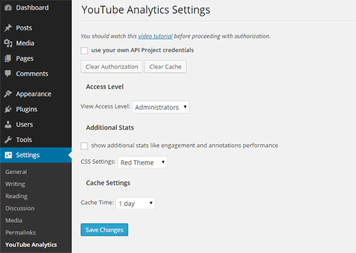 Paramètres d'analyse YouTube Paramètres d'analyse YouTube