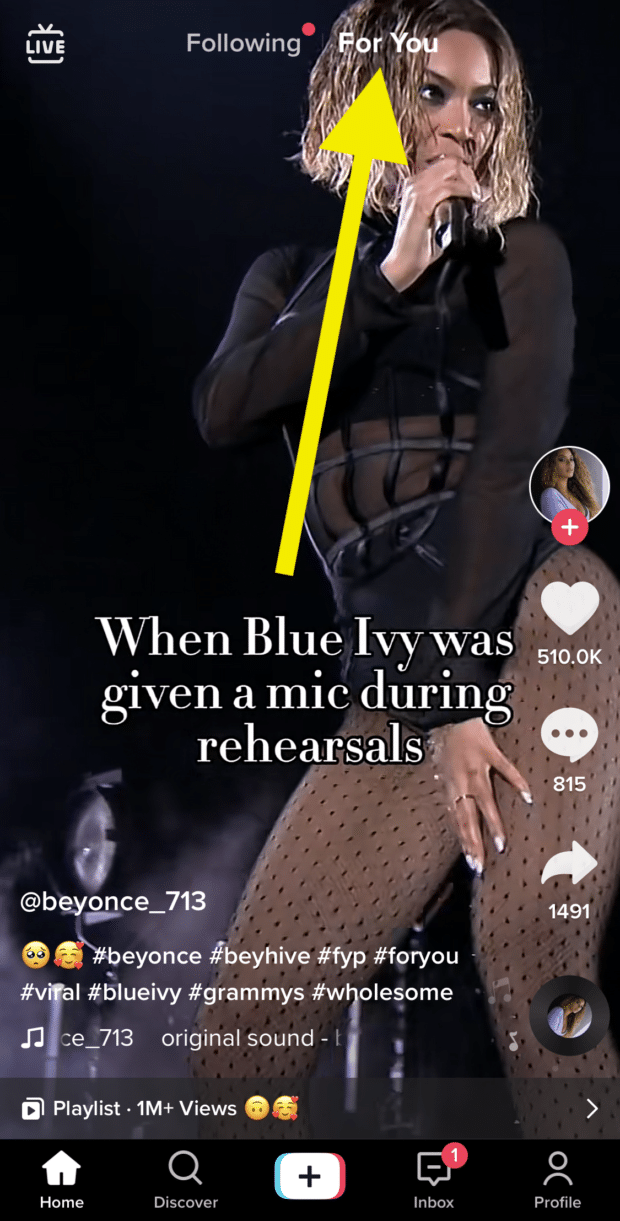 Beyonc&eacute; sur la page TikTok pour vous