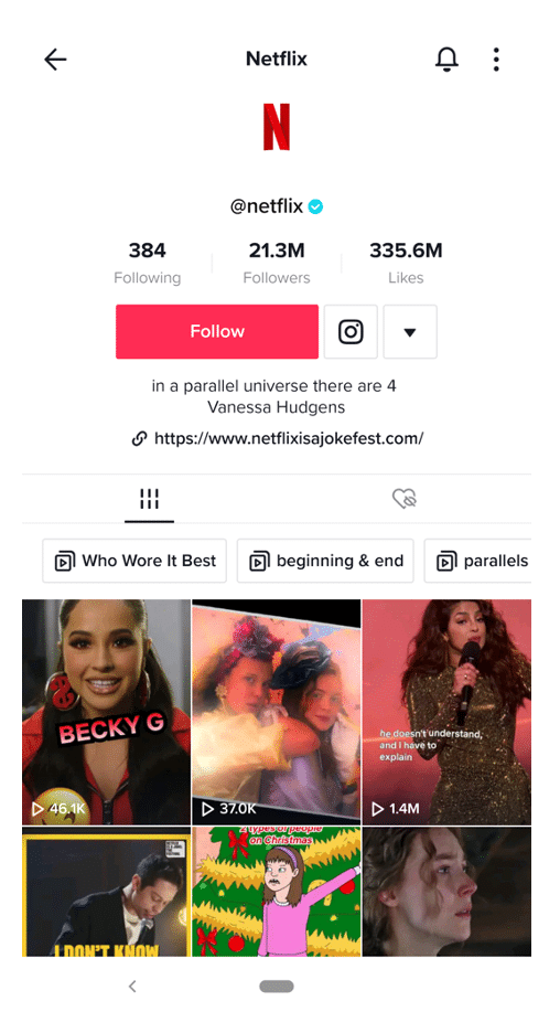 Compte Netflix sur TikTok