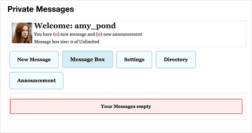 Aperçu des messages privés Aperçu des messages privés