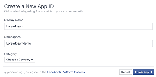 Nom de l'application et espace de nom Nom de l'application et espace de nom