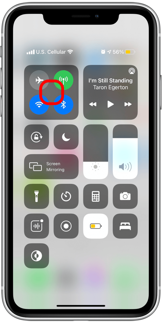 appuyez longuement pour vérifier les connexions de l'iPhone