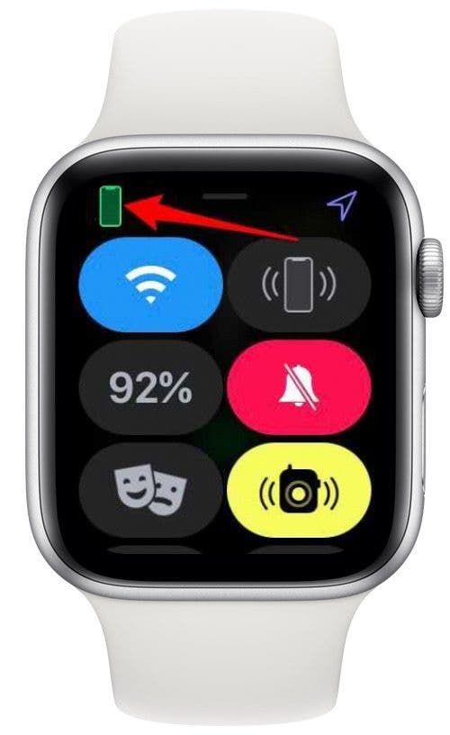 l'icône verte du téléphone signifie que l'iPhone est connecté à l'Apple Watch