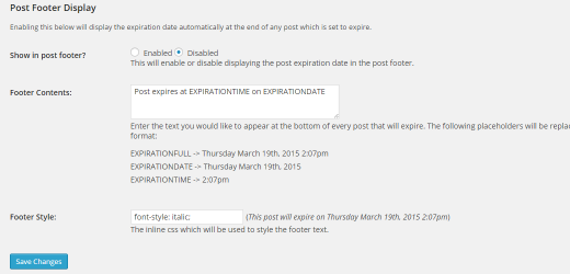 Paramètres du pied de page après l'expiration - Plugin WordPress Paramètres du pied de page après l'expiration - Plugin WordPress