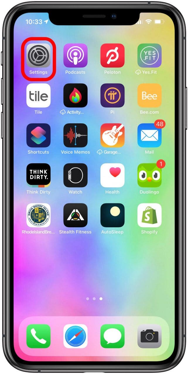 Ouvrir les paramètres sur iPhone