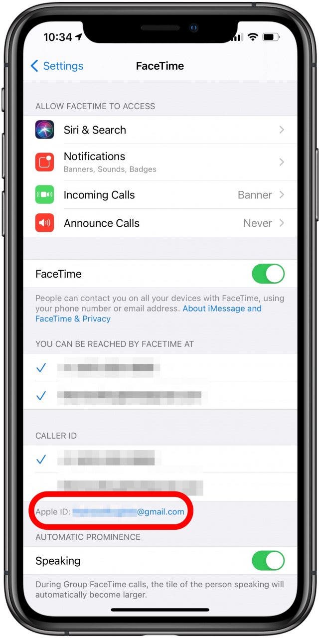 Appuyez sur votre identifiant Apple pour vous déconnecter de FaceTime