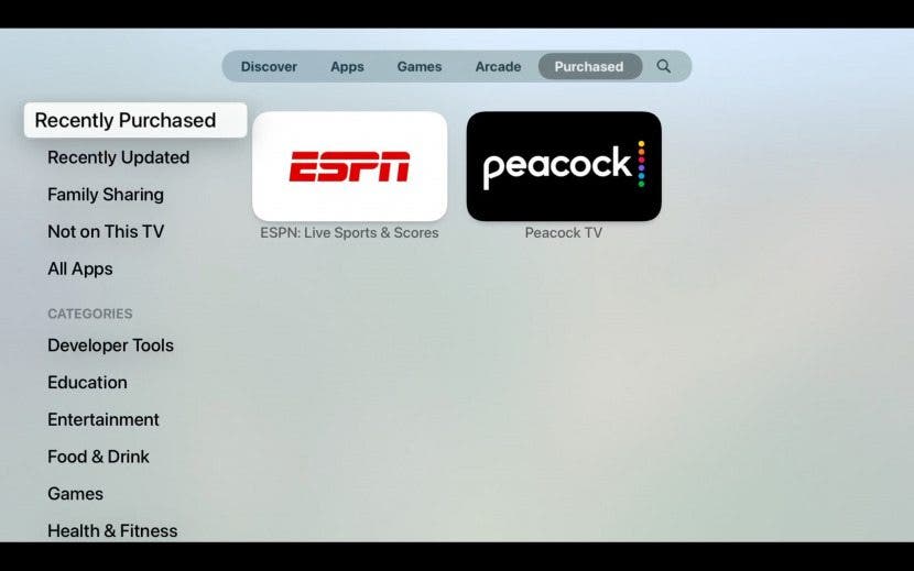 applications Apple TV récemment achetées