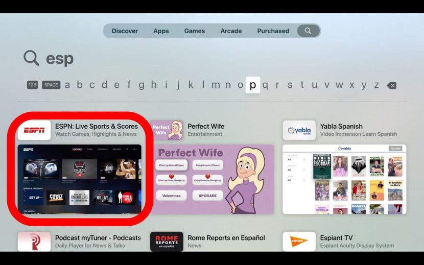 appuyez sur l'application que vous avez recherchée