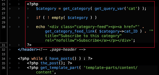 abonnez-vouscategoriescode1 Ajouter du code à Category.php