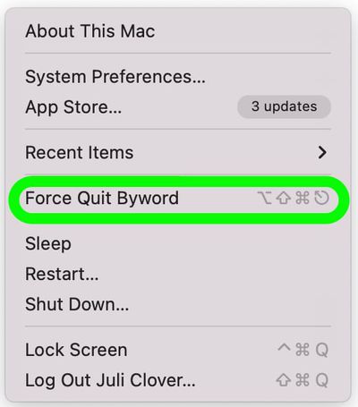 forcer à quitter mac 1
