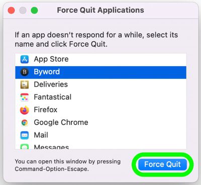 forcer à quitter mac 2