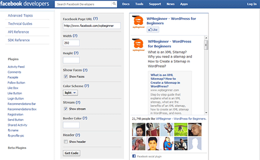 Obtenir le code pour ajouter manuellement Facebook like box dans WordPress Obtenir le code pour ajouter manuellement Facebook like box dans WordPress
