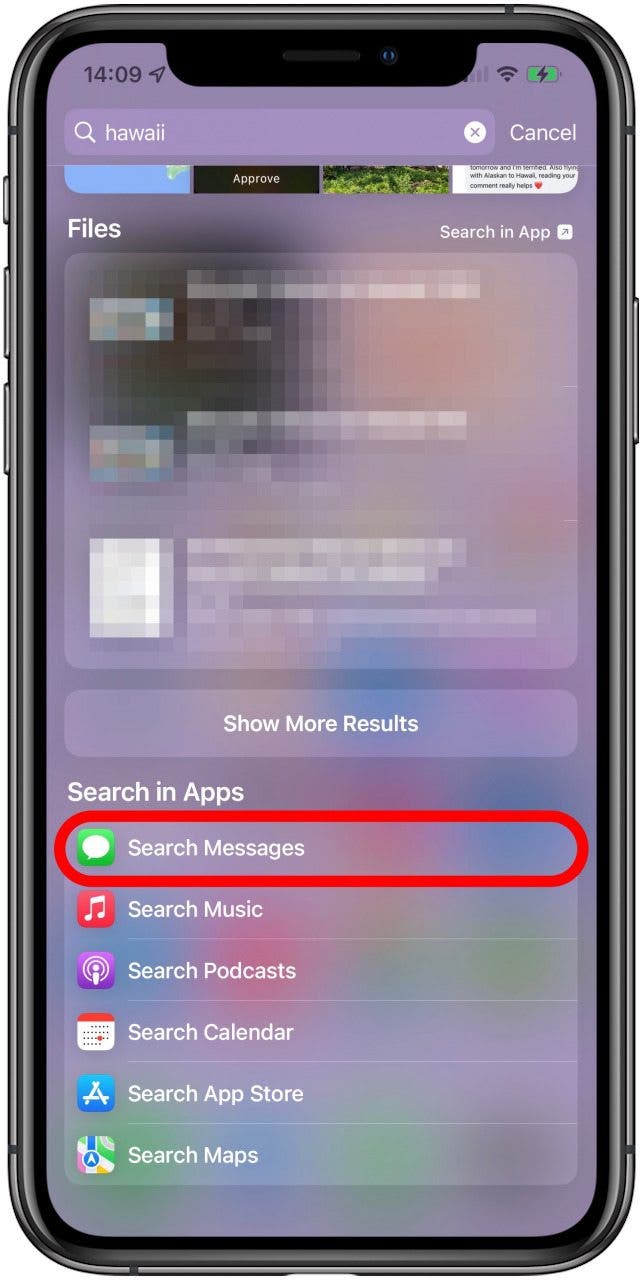 Rechercher dans la section Applications - historique des messages iphone