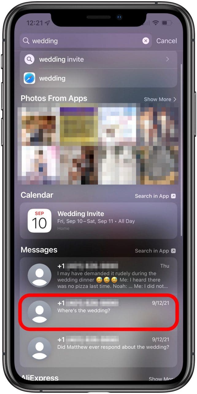 Section Messages - historique des messages texte