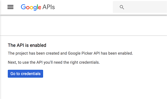 apiable L'API de sélection est activée
