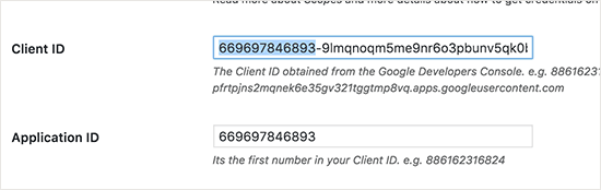 Saisie des ID de client et d'application dans les paramètres des plugins Saisie des ID de client et d'application dans les paramètres des plugins