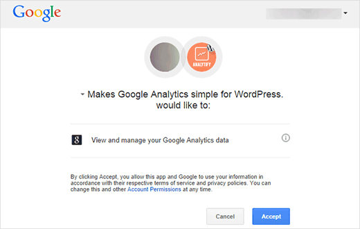 Autorisation d'Analytify à accéder à vos données Google Analytics Autorisation d'Analytify à accéder à vos données Google Analytics