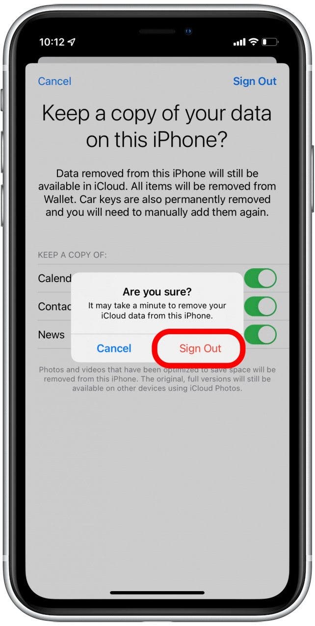 Appuyez sur Se déconnecter