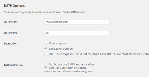Paramètres SMTP de messagerie WP Paramètres SMTP de messagerie WP