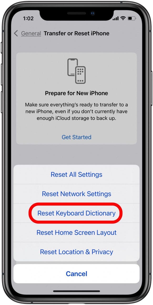 appuyez sur réinitialiser le clavier