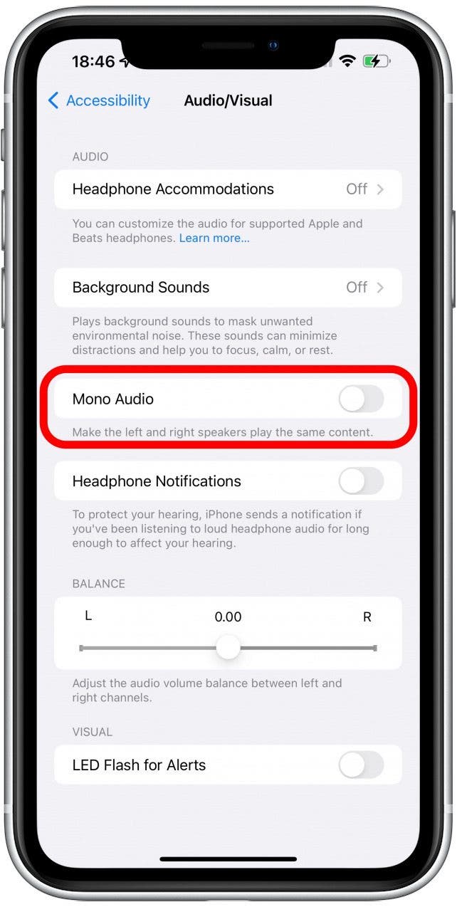 Désactivez l'audio mono s'il est activé - pourquoi mon airpod droit ne fonctionne-t-il pas