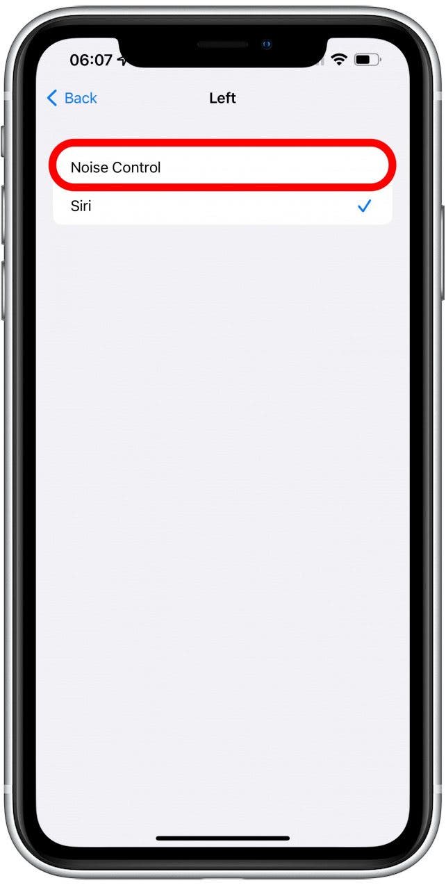 Appuyez dessus et sélectionnez Contrôle du bruit pour ralentir l'épuisement de la batterie sur cet AirPod pourquoi l'un de mes airpods ne fonctionne-t-il pas
