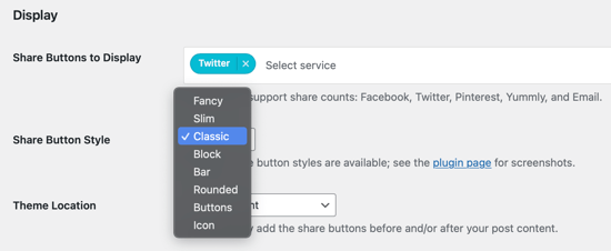 Sélectionnez le style de bouton à utiliser
