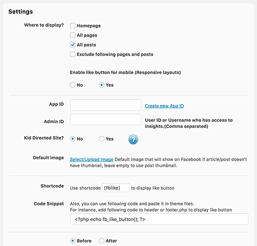 Paramètres du bouton WP Like Paramètres du bouton WP Like