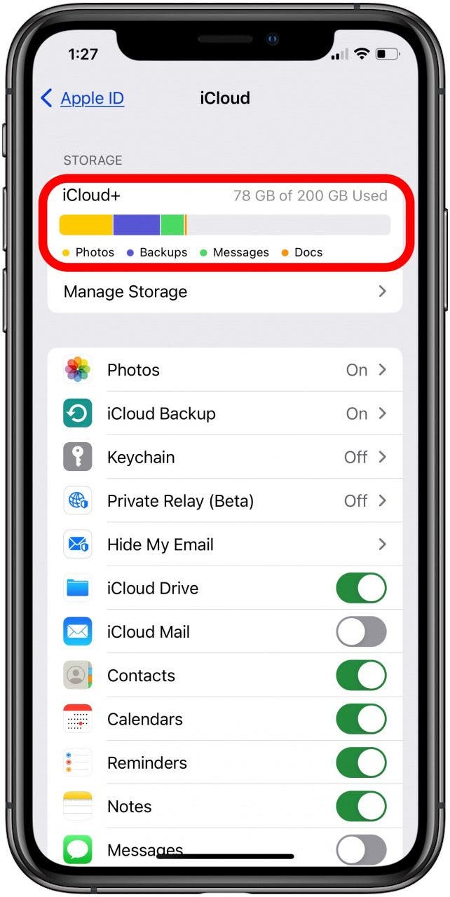 stockage iCloud