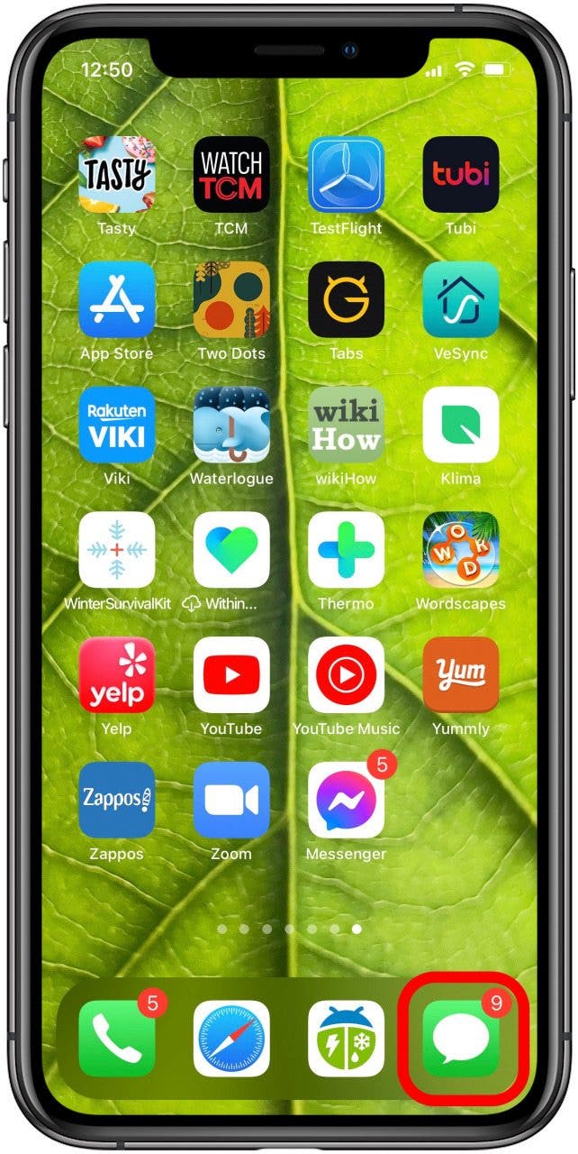 ouvrir l'application de messagerie