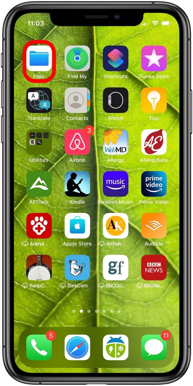 appuyez sur l'application Fichiers