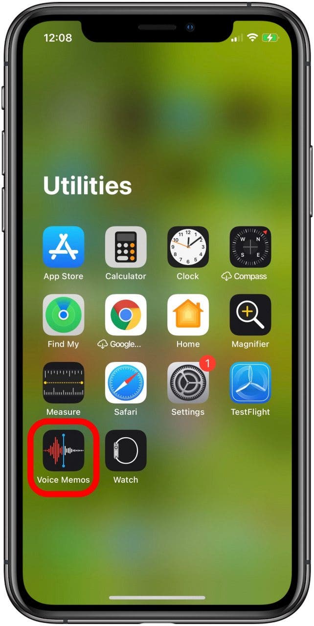 ouvrir l'application mémos vocaux