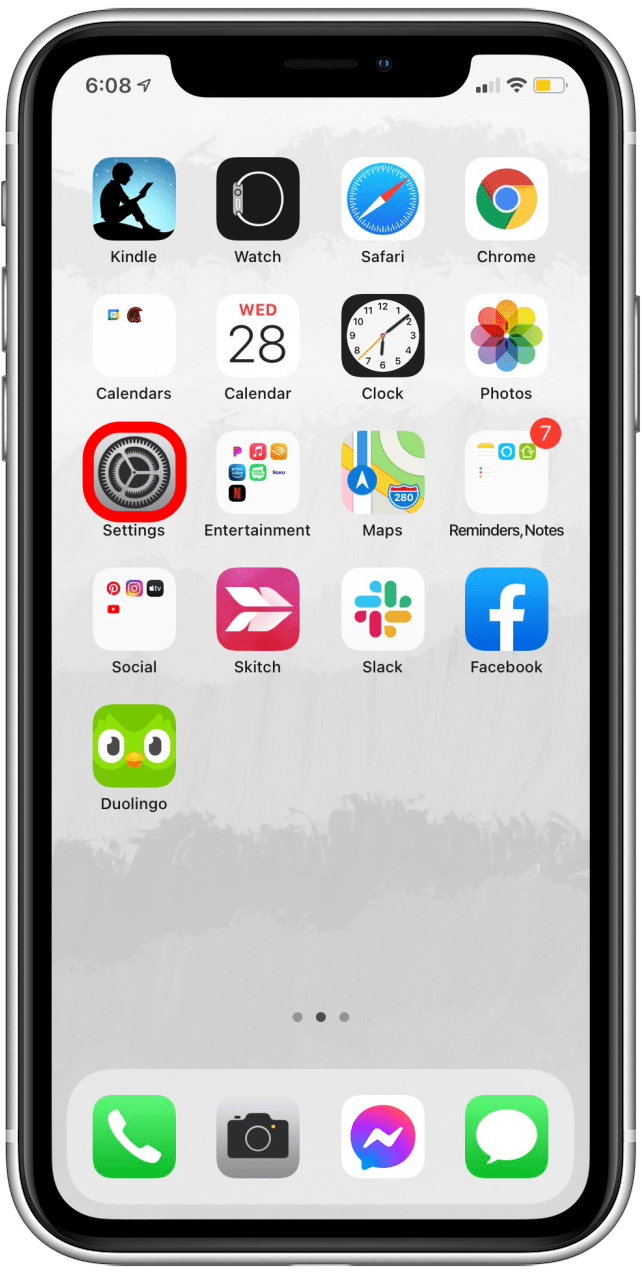 Ouvrez l'application Paramètres