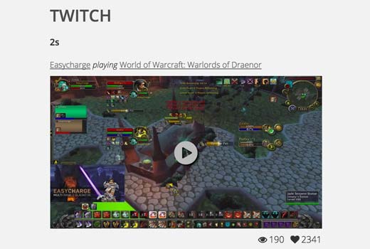 Aperçu du widget Twitch Aperçu du widget Twitch