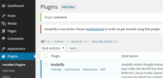 Authentifiez-vous Analytify avec votre compte Google Analytics Authentifiez-vous Analytify avec votre compte Google Analytics