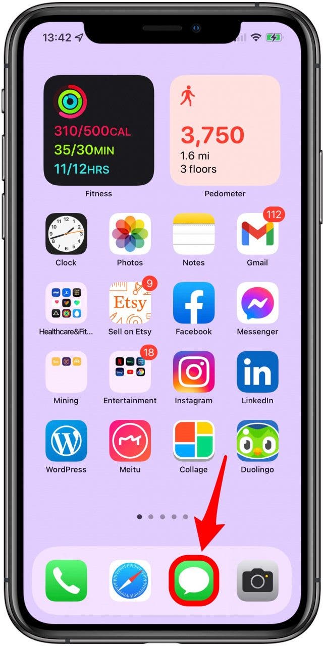 Ouvrez l'application Messages - iPhone recherche des messages texte