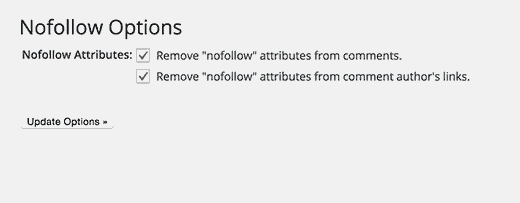 Paramètres du plugin Nofollow Paramètres du plugin Nofollow