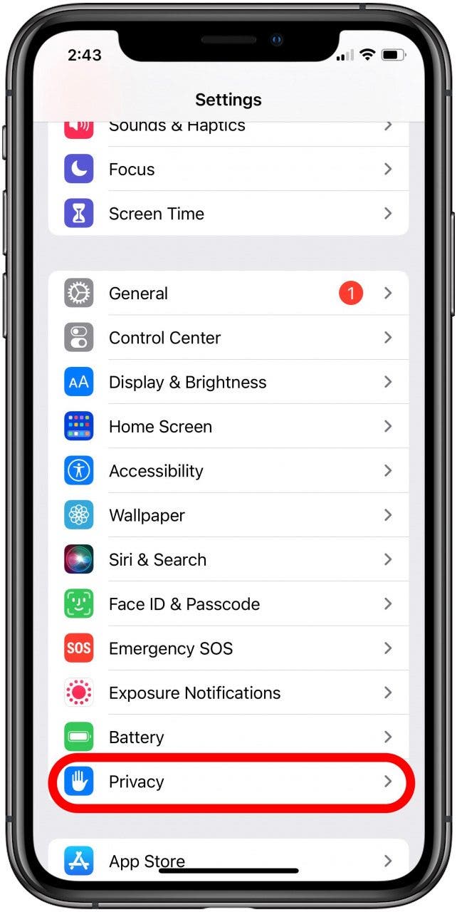 paramètres de confidentialité iphone