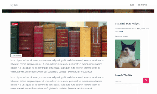 Widget standard sur votre site Widget standard sur votre site