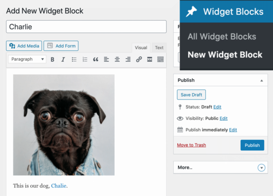 Créer un bloc de widget Créer un bloc de widget