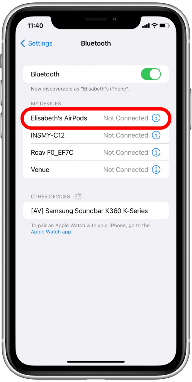 Appuyez sur vos AirPods