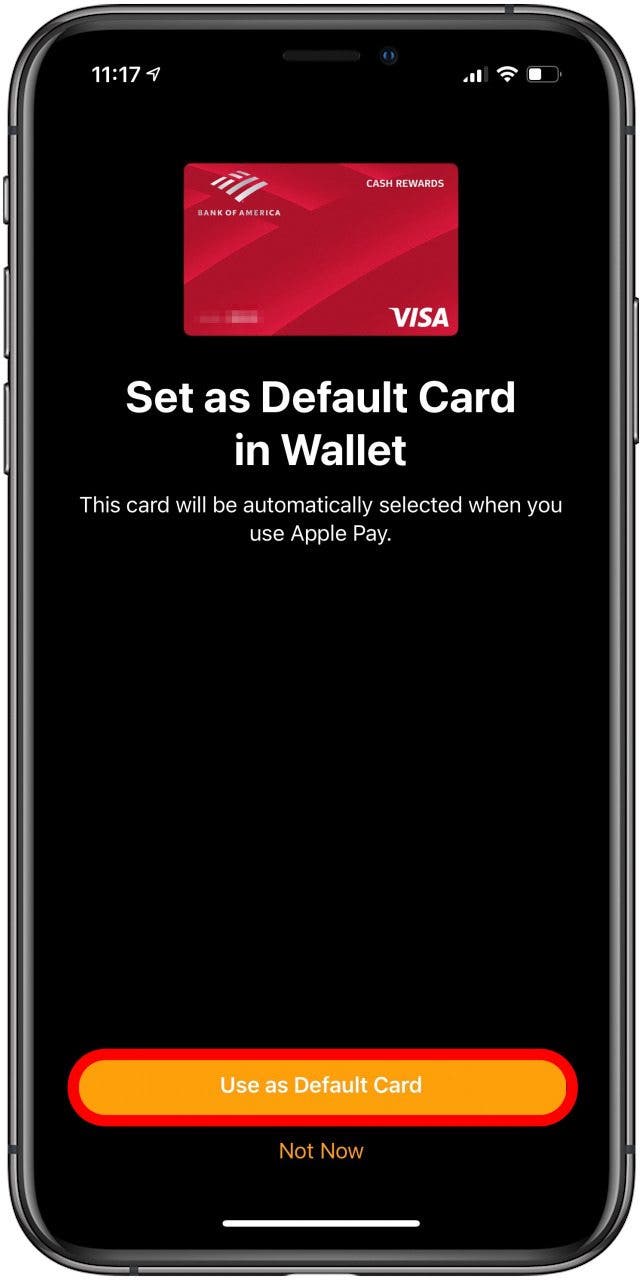 Ensuite, vous pouvez appuyer sur Utiliser comme carte par défaut pour configurer cette carte comme carte par défaut de votre portefeuille.