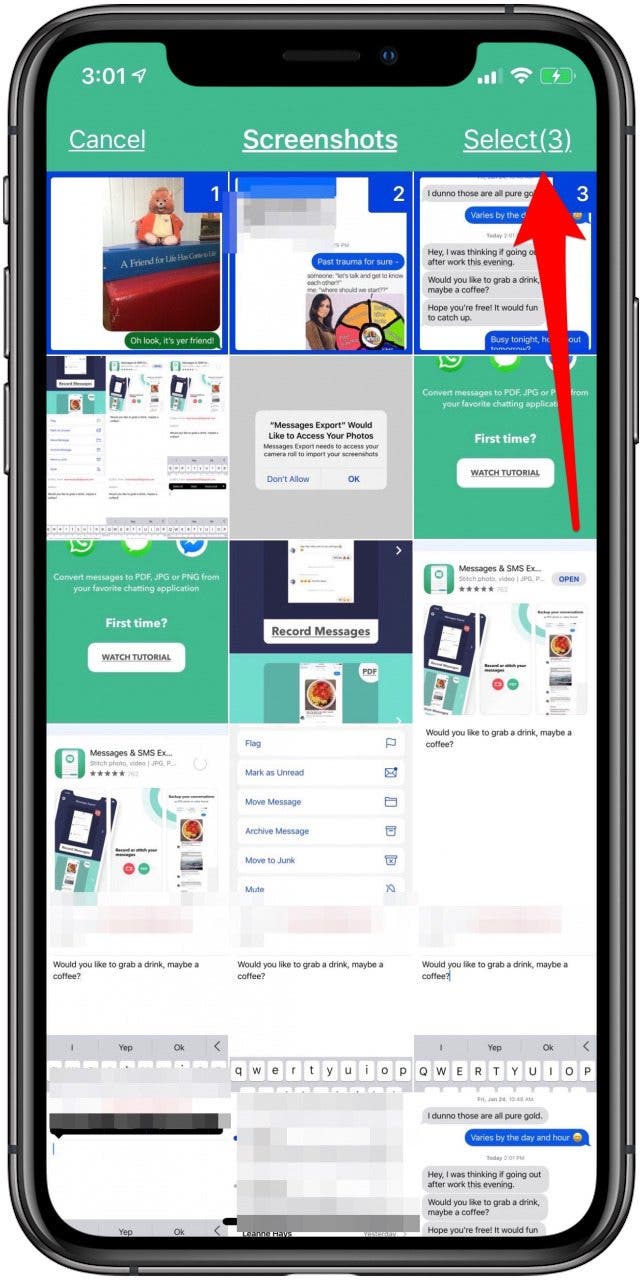 appuyez sur sélectionner